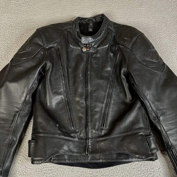 First Gear Leather Jacket Mens 42 S-Pilot Mesh Lined Biker Motorcycle Moto Coat - Picture 1 of 16